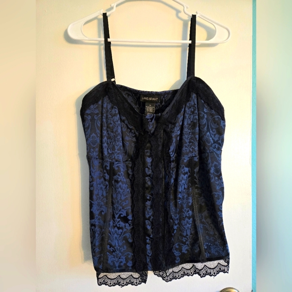 Lane Bryant Black/Blue Lace Camisole Size 16